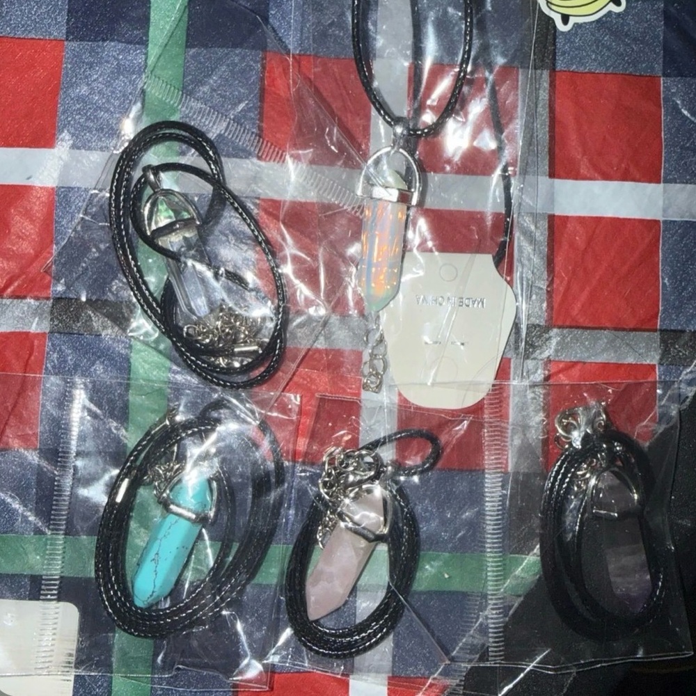 3 Crystal Gemstone Pendant Necklace